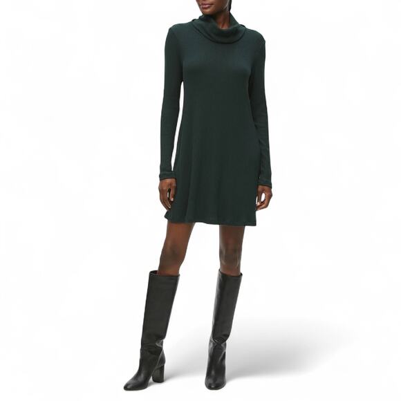Michael Stars Women's Hallie Rib-Knit Turtleneck Dress Size L Dark Forest Green - Picture 12 of 12